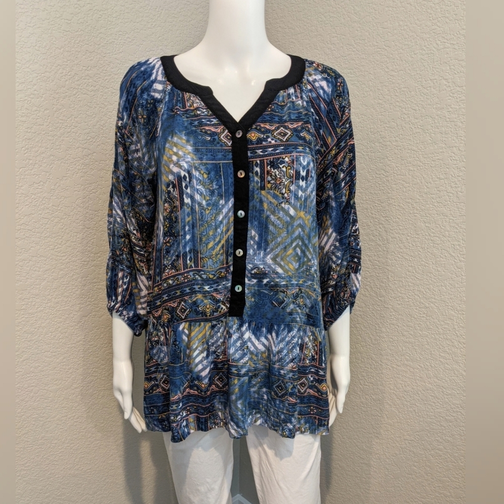 ALI MILES cold shoulder boho tunic top